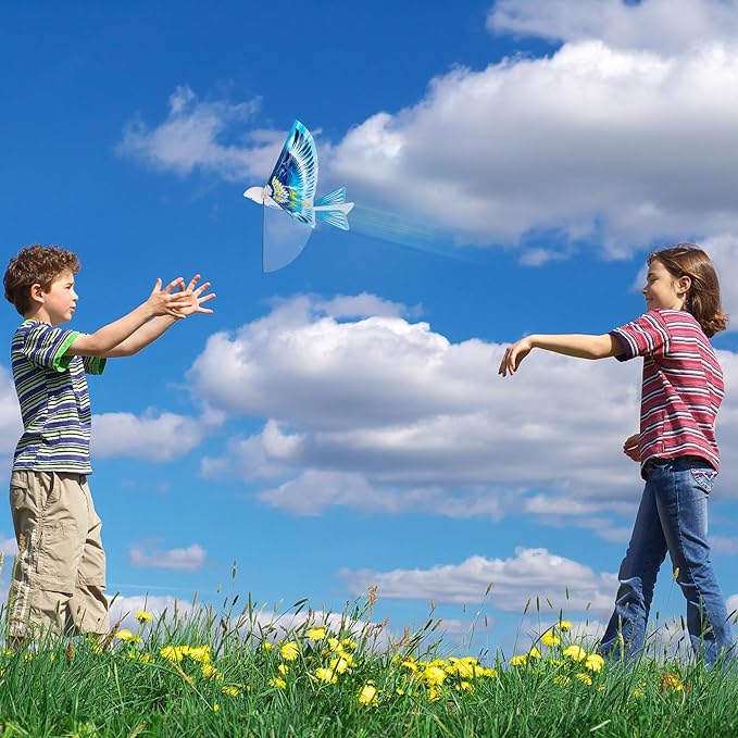 ArtCreativity Electric Flying Bird Toy with Lights - Rechargeable Flying Toy Bird for Kids - Flaps Wings to Fly High and Fast - Outdoor Toys for Boys and Girls - Birthday Gift Idea for Kids Ages 3 4 5