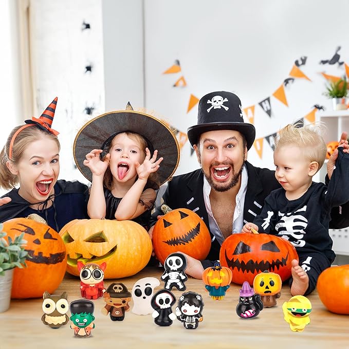 ArtCreativity Slow Rising Halloween Squishy Toys - Set of 12 - Stress Relief Toys for Kids in 12 Designs for Kids - Non Candy Trick or Treat Supplies - Fun Fidget Toys for Kids
