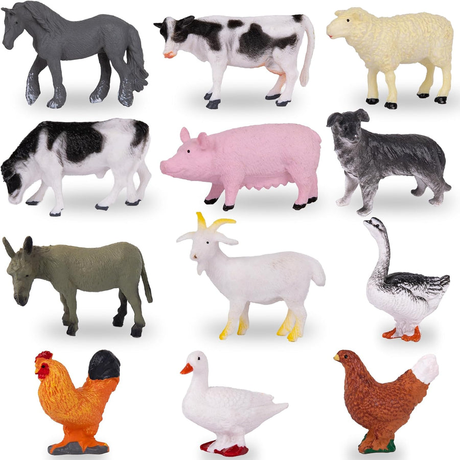 ArtCreativity Farm Animal Figurines - Farm Animal Figures Set Includes 12 Pieces - 2 inch Barnyard Farm Animal Cake Toppers with a Lifelike Design - Farm Party Favors for Kids Birthday Decorations
