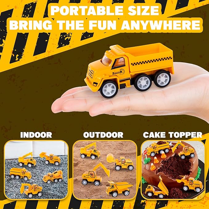 Pullback Mini Construction Vehicles for Kids, Construction Truck Toy Set