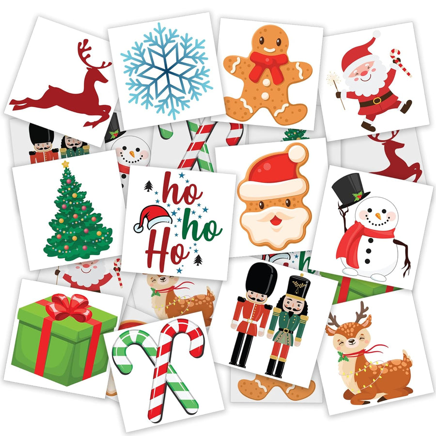 Christmas Tattoos for Kids - Set of 144 - Temporary Tattoos for Kids in 12 Festive Designs - Easy to Apply and Remove - Christmas Party Favors for Kids - Holiday Stocking Stuffers