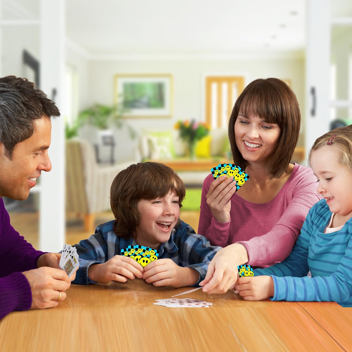 Mini Smile Playing Cards Deck - Pack of 12-2.5 Inches Tall - Blue Checkerboard Background - Poker-Casino Cards - Carnival Prize, Party Favor and Gift Idea for Kids Ages 3+