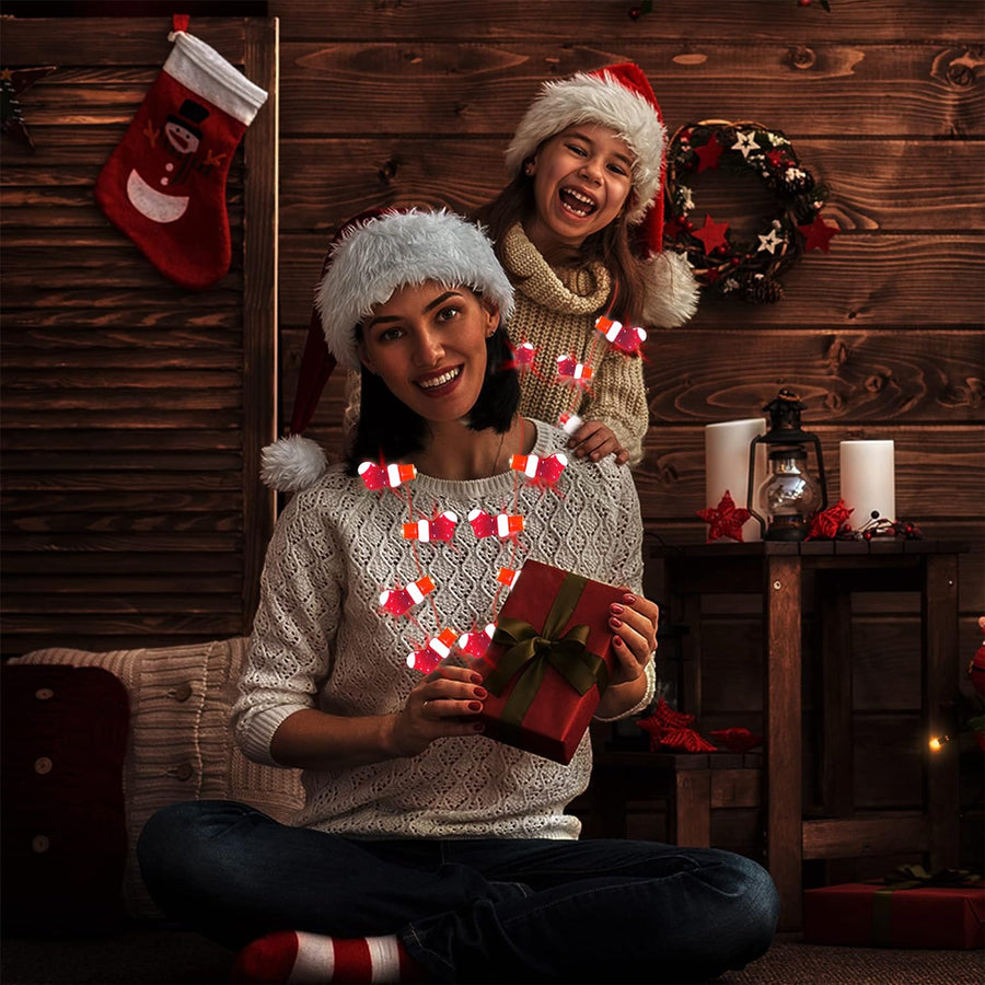 Shaped Light Up Christmas Necklace for Kids (Stocking) with Multi-Mode Flashing LEDs, Holiday Xmas Party Favors, Christmas Party Accessories for Women, Men, and Kids, Great Gift Idea