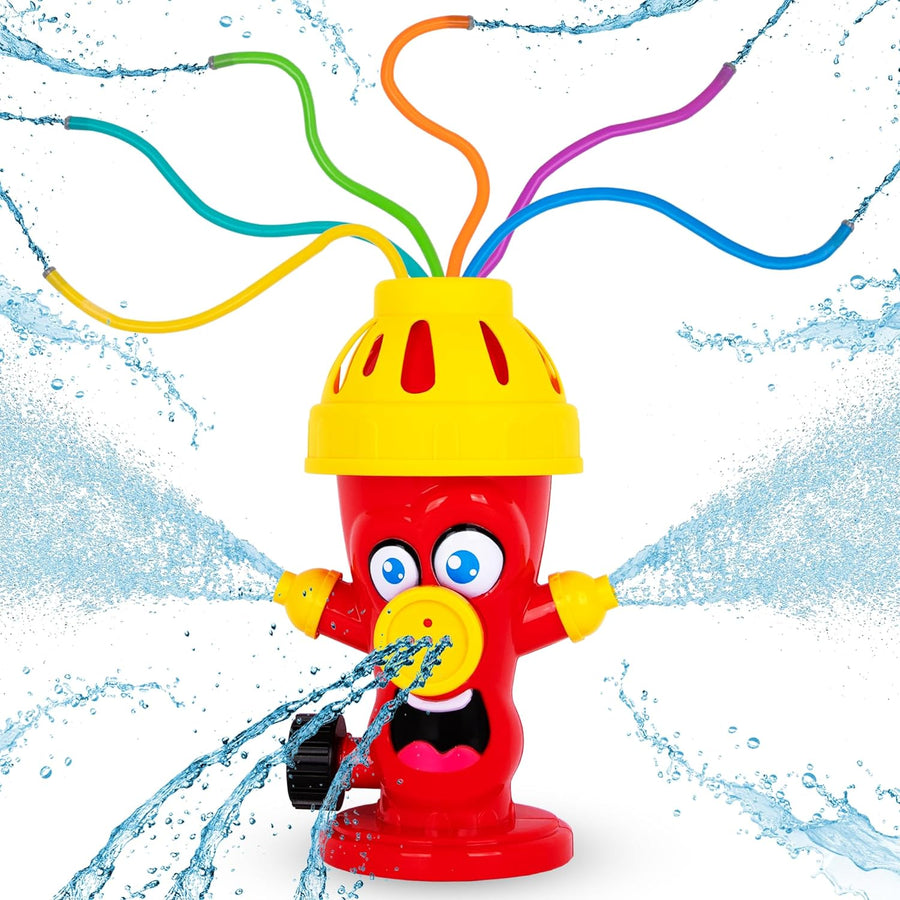 Fire Hydrant Sprinkler for Kids - Fun Sprinkler for Outdoor Play with Silly Face and Colorful Foam Tubes - Sprinkler Toy for Toddlers - 8-Inch Tall Water Hose for Water Play
