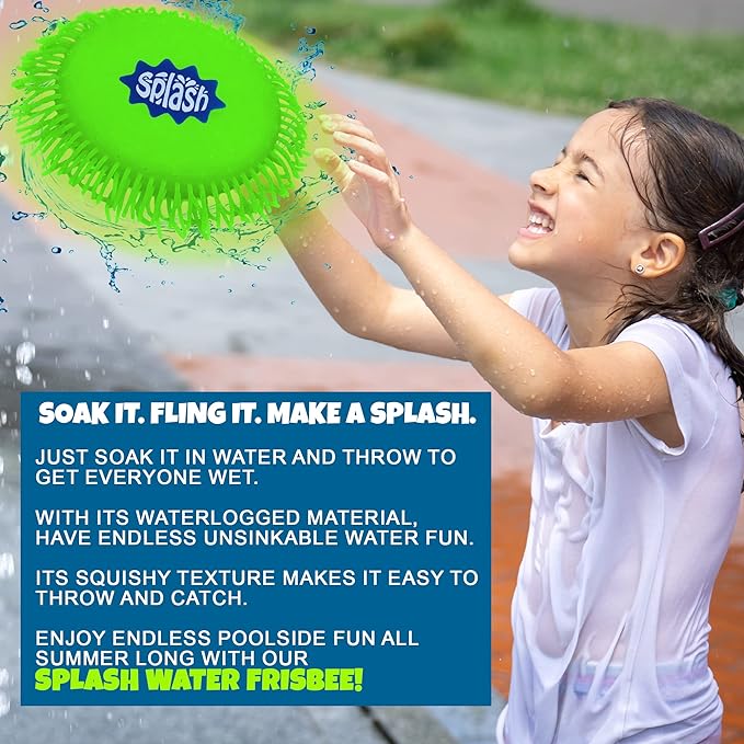 Splash Water Flying Disc Toys, Set of 3, Water Splashing Frisbee for Kids in 3 Bright Colors, Backyard Games and Outdoor Summer Toys, Water Toys for Kids and Adults
