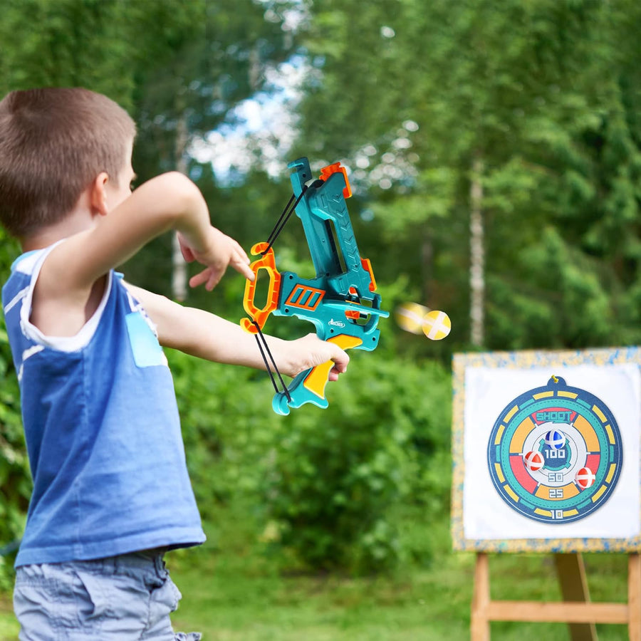 ArtCreativity Bow and Arrow Toy for Kids 6-8, Kids Darts Board Set, Velcro Dart Board with Balls for Kids - Outdoor and Indoor Sports Games for Kids, Christmas, Birthday Gift in Colorful Gift Box