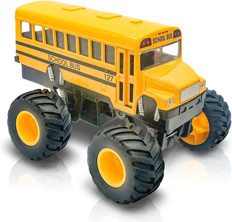 ArtCreativity 5 Inch Monster School Bus, Super Monster Bus with Pullback Mechanism, Diecast Monster Truck Bus for Kids, Big Wheels Monster Truck Toys, Play Vehicle Gifts for Boys