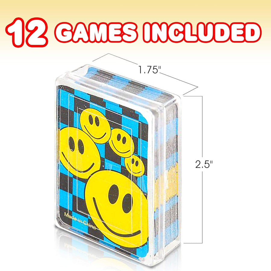 Mini Smile Playing Cards Deck - Pack of 12-2.5 Inches Tall - Blue Checkerboard Background - Poker-Casino Cards - Carnival Prize, Party Favor and Gift Idea for Kids Ages 3+