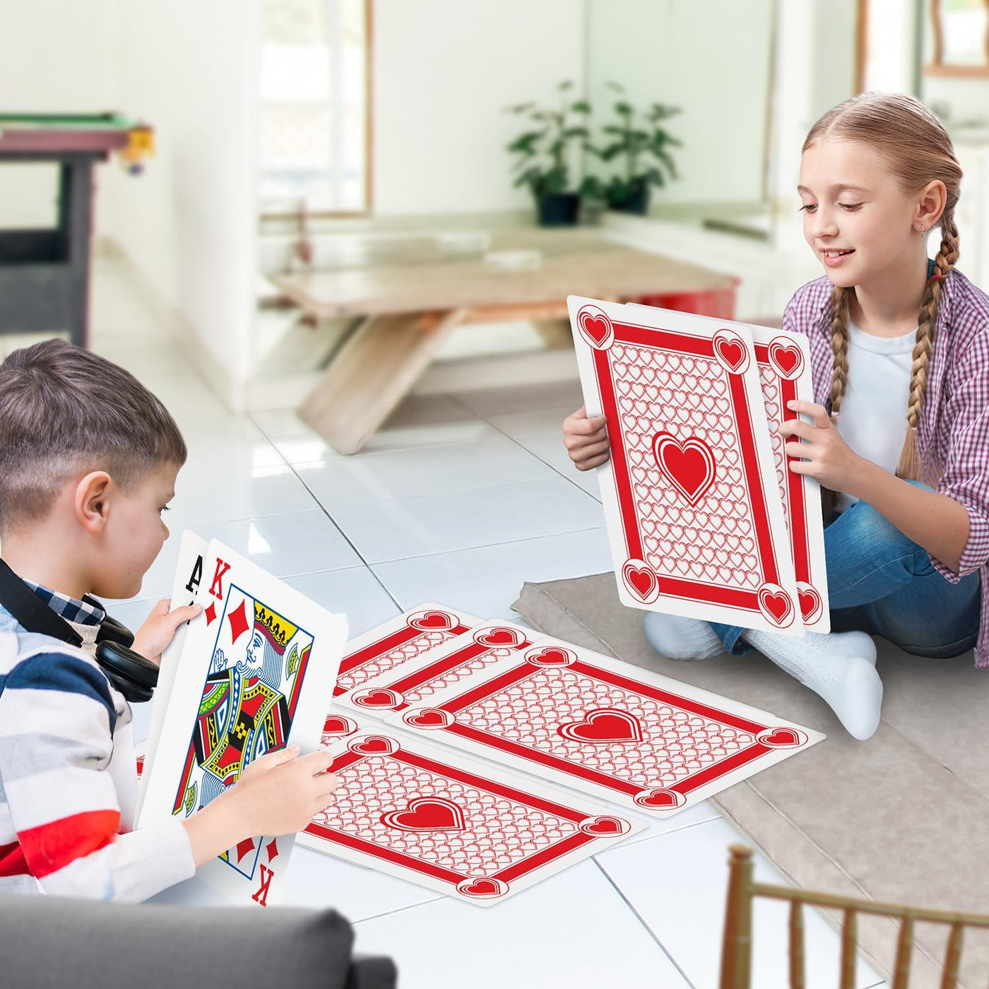 Giant Poker Jumbo Playing Cards - 10.5 Inches X 14.5 Inches - Extra Large Playing Cards Set with 2 Jokers - Huge Casino Game Cards for Kids and Adults - Oversize Poker Party Decorations - 1 Pack