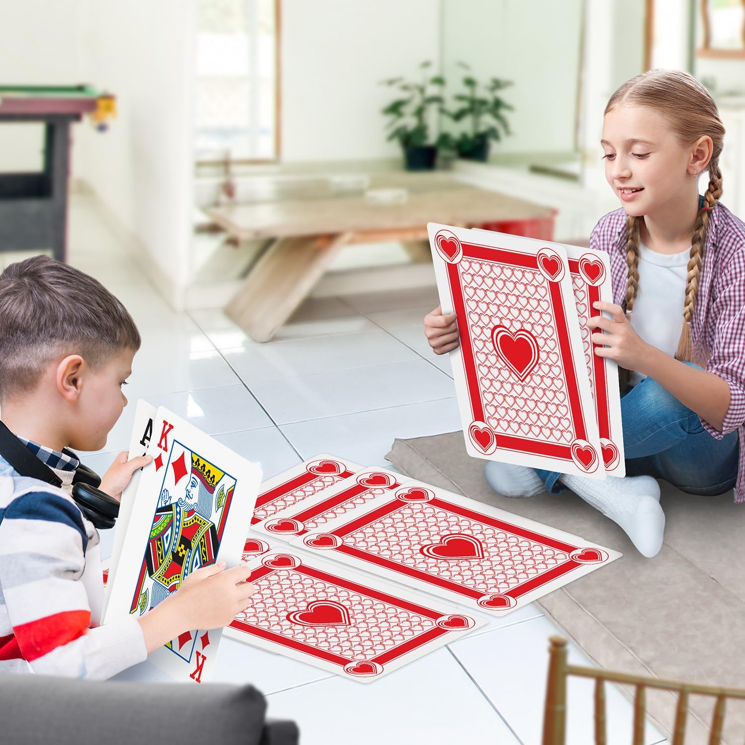 Giant Poker Jumbo Playing Cards - 10.5 Inches X 14.5 Inches - Extra Large Playing Cards Set with 2 Jokers - Huge Casino Game Cards for Kids and Adults - Oversize Poker Party Decorations - 1 Pack