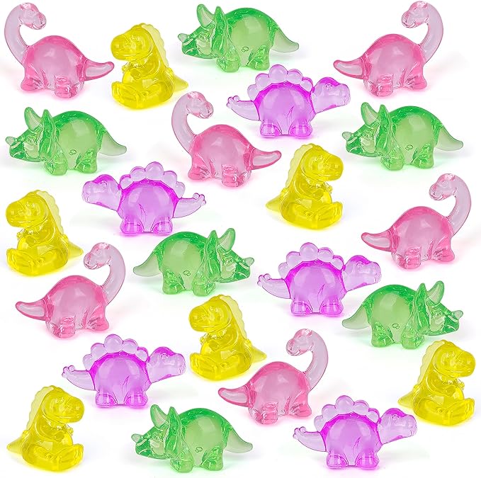 Acrylic Dinosaur Figurines - Set of 24 Mini Dinosaur Figurines