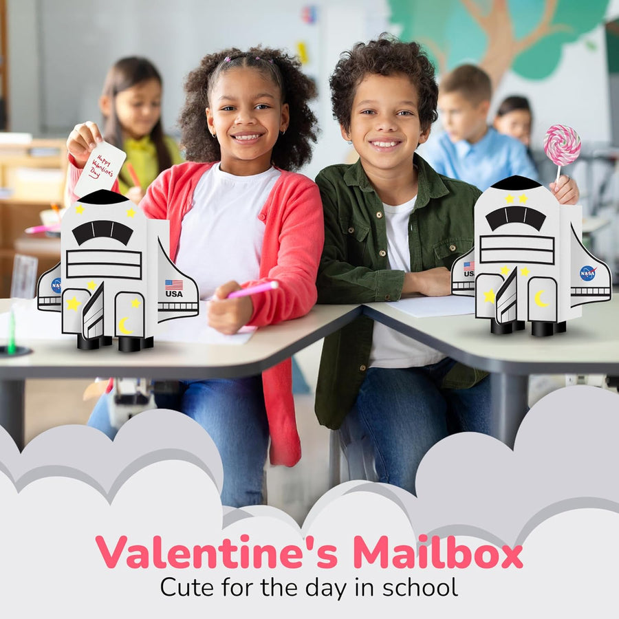 Valentines Mailbox Kit - Make Your Own Valentines Box Kit for Girls & Boys - Includes Box, Double-Sided Tape, and 18 Decorative Foam Pieces - Cute Valentines Crafts Supplies