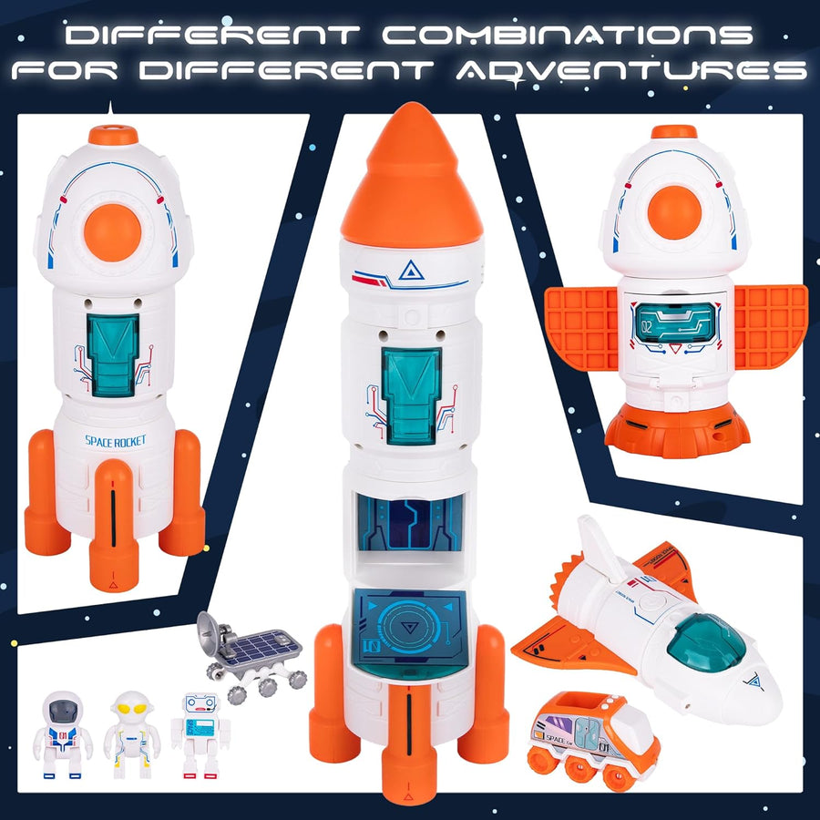 ArtCreativity Rocketship Toy Playset with Planet Projection, Cool Kids Space Toys for Toddlers with Lights and Sounds, Spaceship Toys with Mist Spray, Rovers, Astronaut Toys for Boys & Girls 3 4 5 6 7