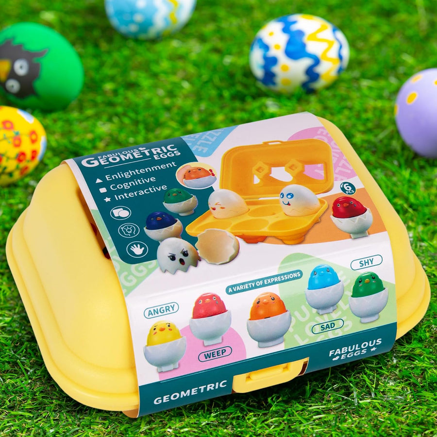 ArtCreativity Matching Eggs for Easter - Carton of 6 Egg Matching Toys - Unique Matching Toys for Kids with Squeaking Effect - Easter Egg Toys for Toddlers - Teaches Emotions, Colors, and Shapes