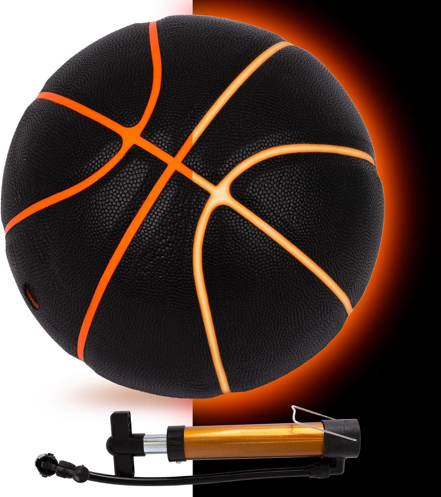 ArtCreativity Glow in The Dark Basketball - Motion Activated Light Up Basketball with Glowing Seams and Air Pump - Glowing Basketball Gifts for Boys - Standard Size Ball - Outdoor Toys for Kids