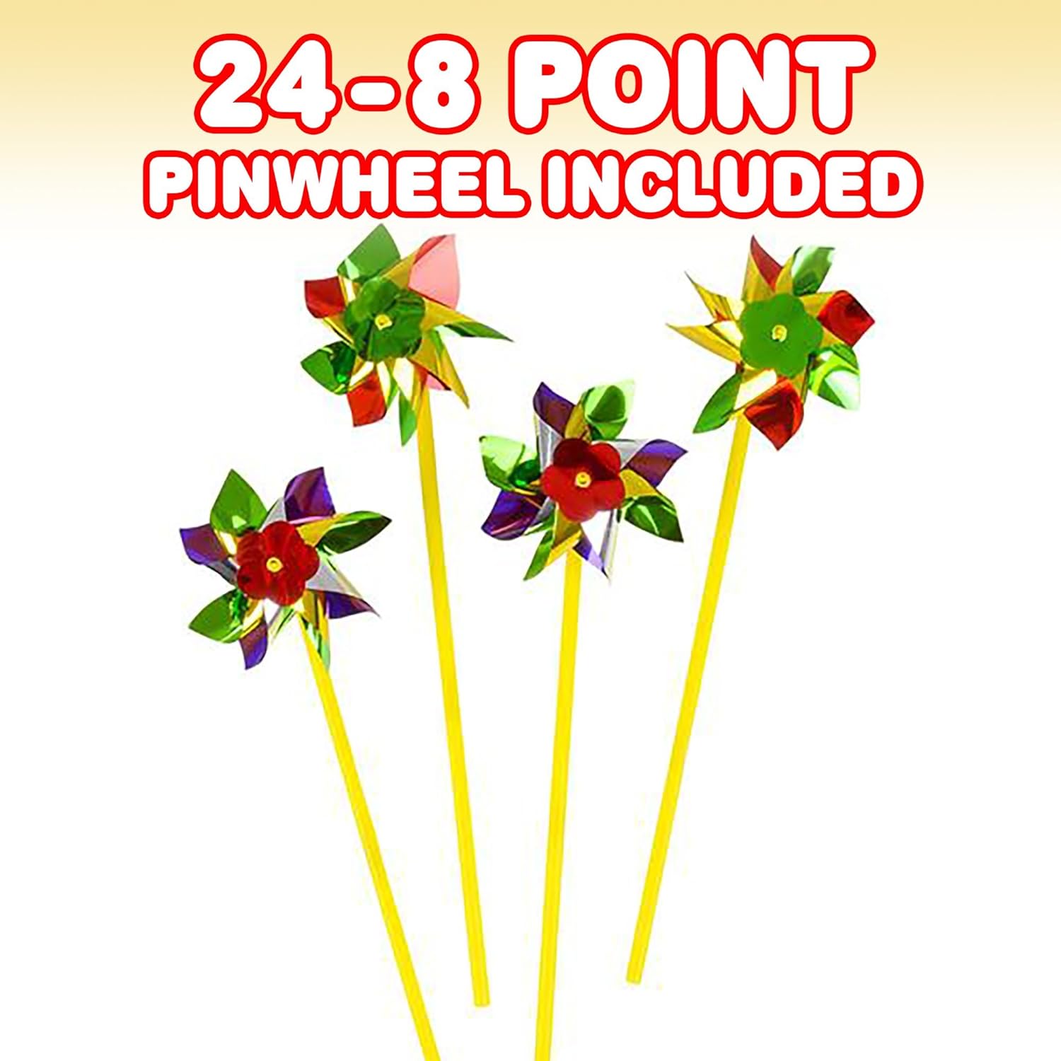 ArtCreativity 8-Point Pinwheels Set - Pack of 24 - Assorted Colors - Fun Carnival Toy and Party Favor - Amazing Gift Idea for Boys and Girls Ages 3+