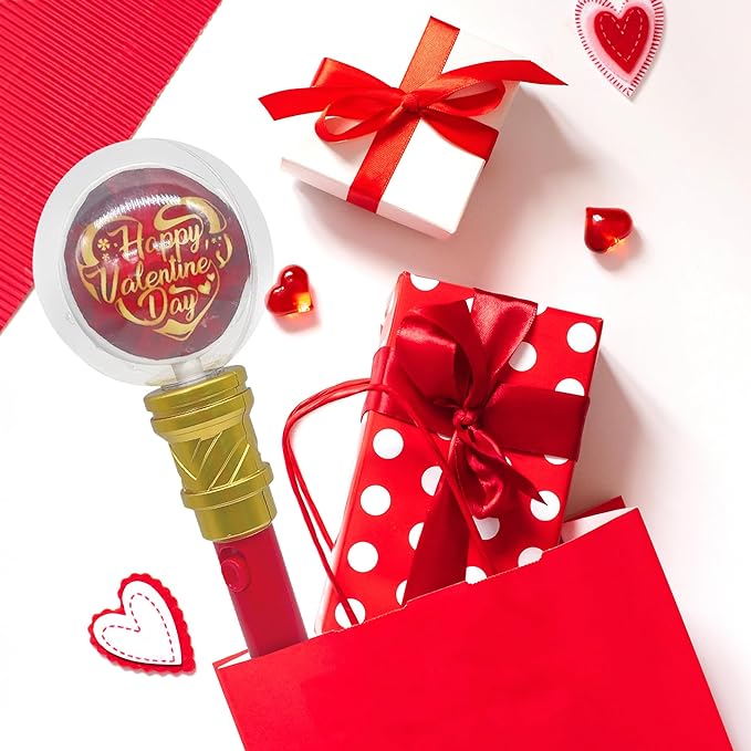 ArtCreativity Valentines Day Light Up Wand - 13 Inch Light Wand for Kids with 16 LEDs, Light Spinner and Light Patterns - Light Up Spinning Toy for Valentines Day Gift