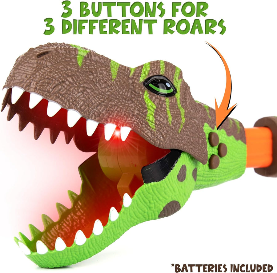 ArtCreativity Dino Grabber Toy for Kids with Lights & Sounds, Dinosaur Chomper with 3 Roaring Sounds and Red LED Light in Mouth, Cool Dinosaur Toys for Kids, Dinosaur Snapper, Batteries Included
