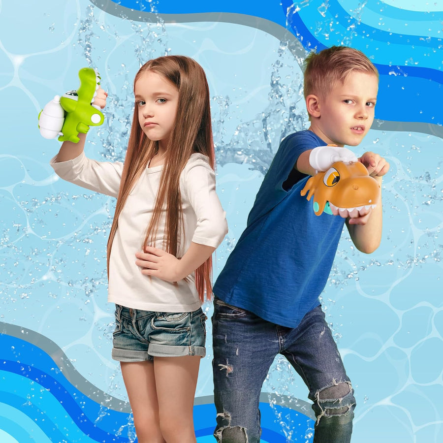 ArtCreativity Squirt Gun for Wrist - Set of 2 Small Squirt Guns for Kids - Animal Squirt Toys - 1 Crocodile and 1 T-Rex Design - Water Squirt Toy for Kids - Squirt Guns for Bath or Outdoor Summer Fun