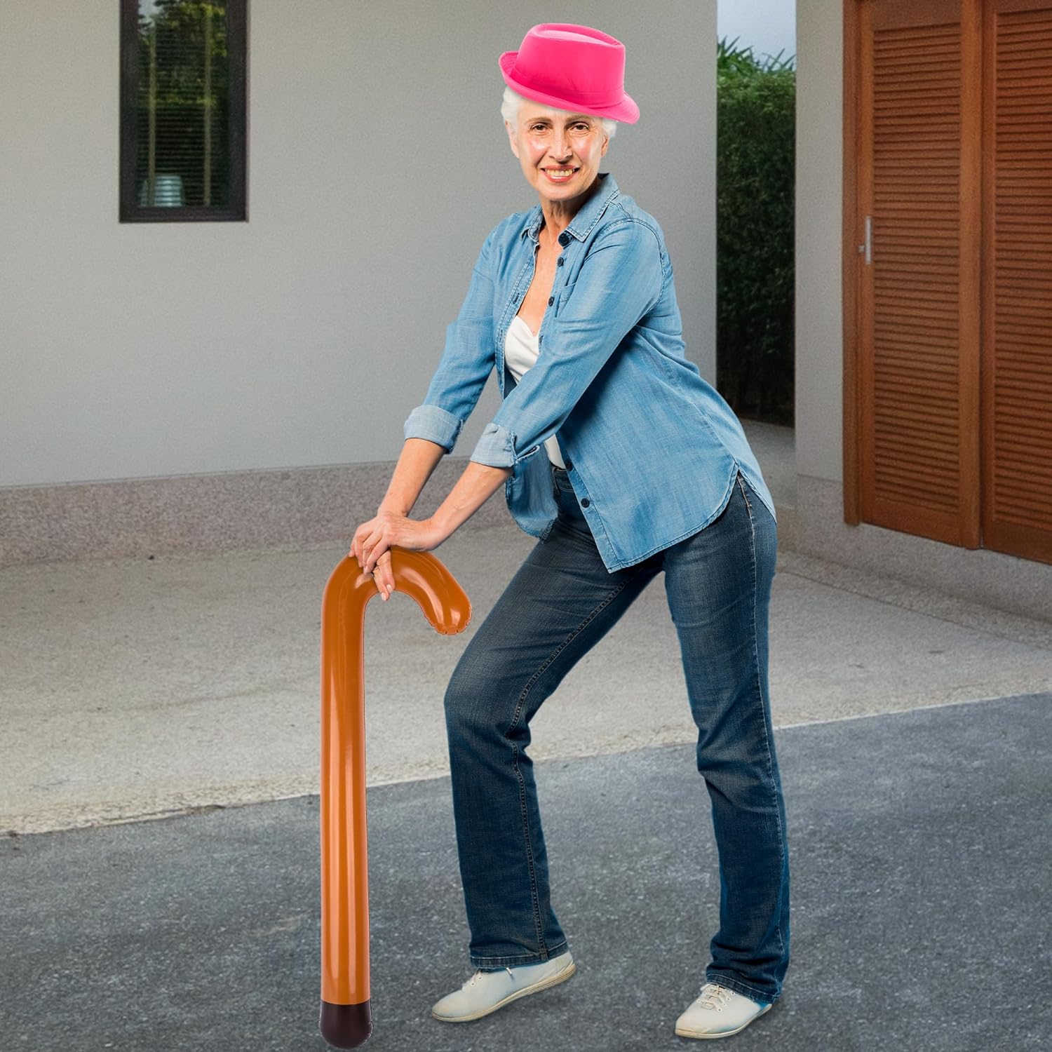 ArtCreativity Large Inflatable Cane Prop - Set of 2, 35 Inches, Brown & Black Inflatable Kids Toy Canes, Over The Hill Party Decorations and Supplies, 100 Days of School Costume Props