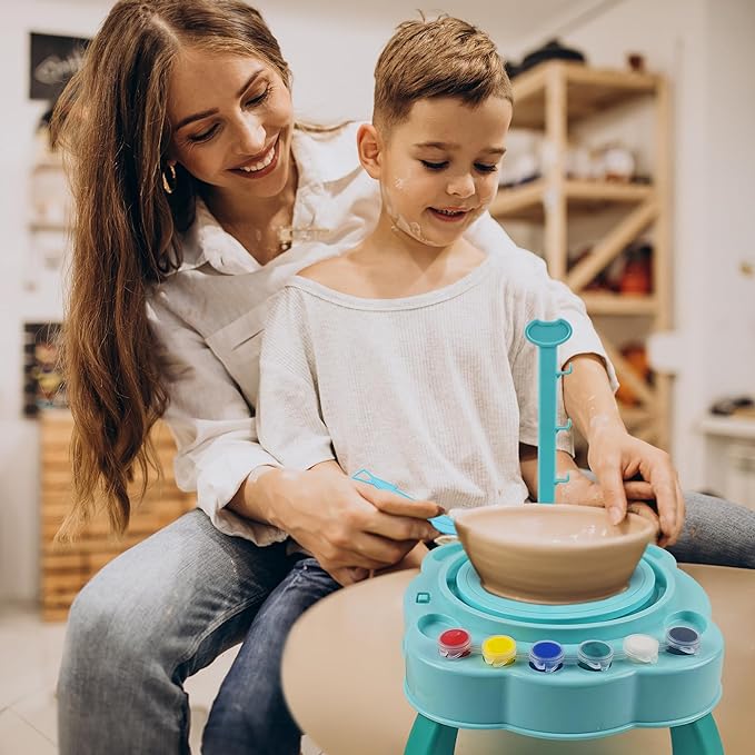 ArtCreativity Pottery Kit for Kids - Complete Kids Pottery Wheel Kit with Electric Wheel, Paint, Modeling Clay, & Tools - Pottery Set with Wheel for Beginners, Arts & Crafts for Kids Ages 8 9 11 12