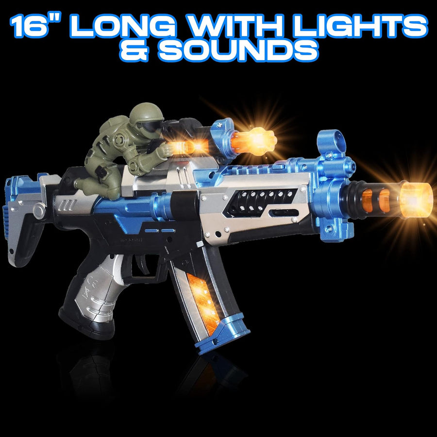 ArtCreativity FuryX Light Up Toy Gun for Kids with Vibrating Man - 16 Inch Blaster Gun with LED Lights, Sound Effects, and Vibration Feedback - Cool Toy Guns for Boys and Girls in Colorful Box