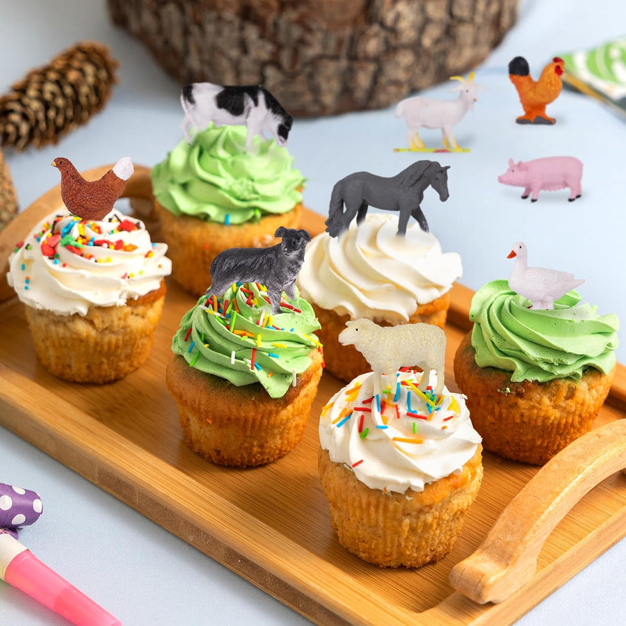 ArtCreativity Farm Animal Figurines - Farm Animal Figures Set Includes 12 Pieces - 2 inch Barnyard Farm Animal Cake Toppers with a Lifelike Design - Farm Party Favors for Kids Birthday Decorations