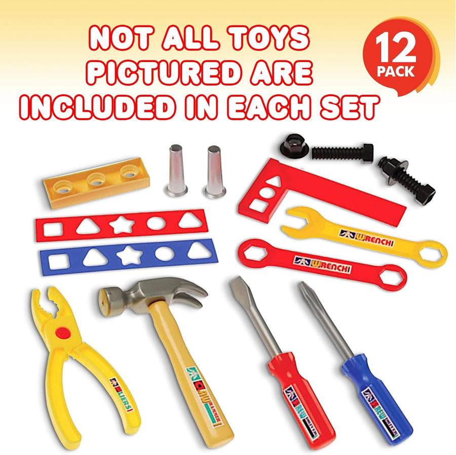 Toy Tool Set - 12 Pieces - Colorful Pretend Play Kit for Kids, Toddlers, Preschoolers