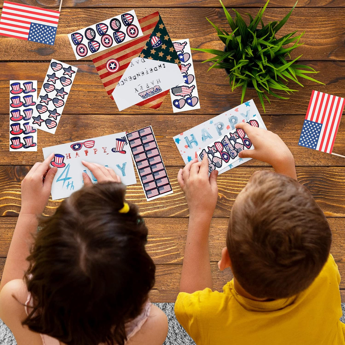 4th of July Stickers for Kids, Assorted USA Stickers, Patriotic Stickers for Kids, 100 Sheets with Over 1,000 American Flag Stickers, Memorial Day Crafts for Kids, Memorial Day Stickers Decorations