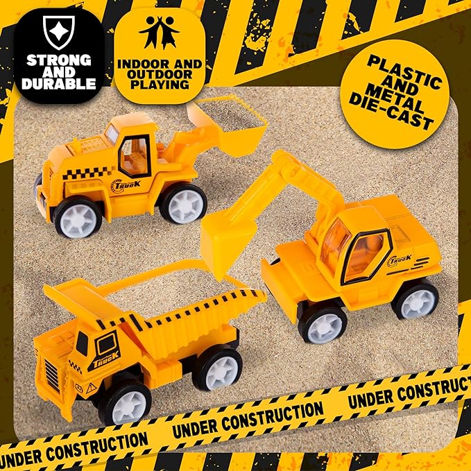 Pullback Mini Construction Vehicles for Kids, Construction Truck Toy Set