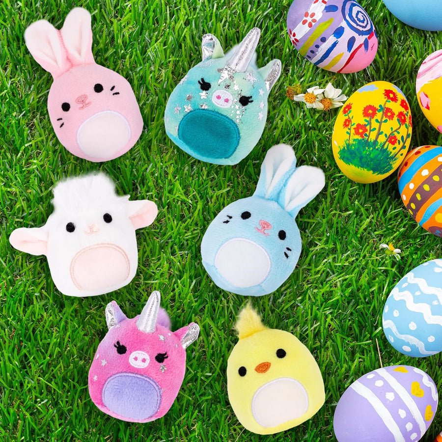 ArtCreativity Bulk Easter Stuffed Animals - Set of 6 Plush Easter Toys - Stuffed Animals for Kids in Pastel Colors - Chick, Bunny, Unicorn, and Lamb Designs - Easter Basket Stuffers for Ages 3 and Up