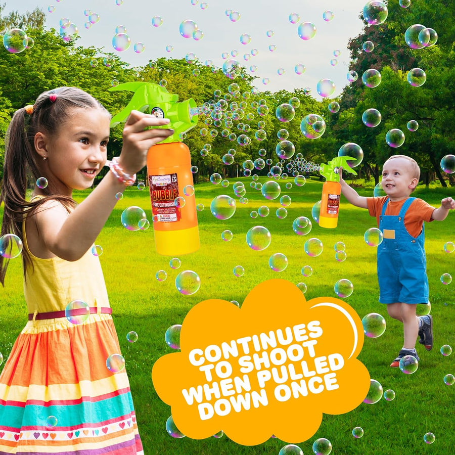 ArtCreativity Fire Extinguisher Bubble Machine for Kids - Bubble Blowing Firefighter Toy with Bubble Solution Included - Automatic Bubble Making Toy Fire Extinguisher - Fireman Props for Boys 3 4 5 6