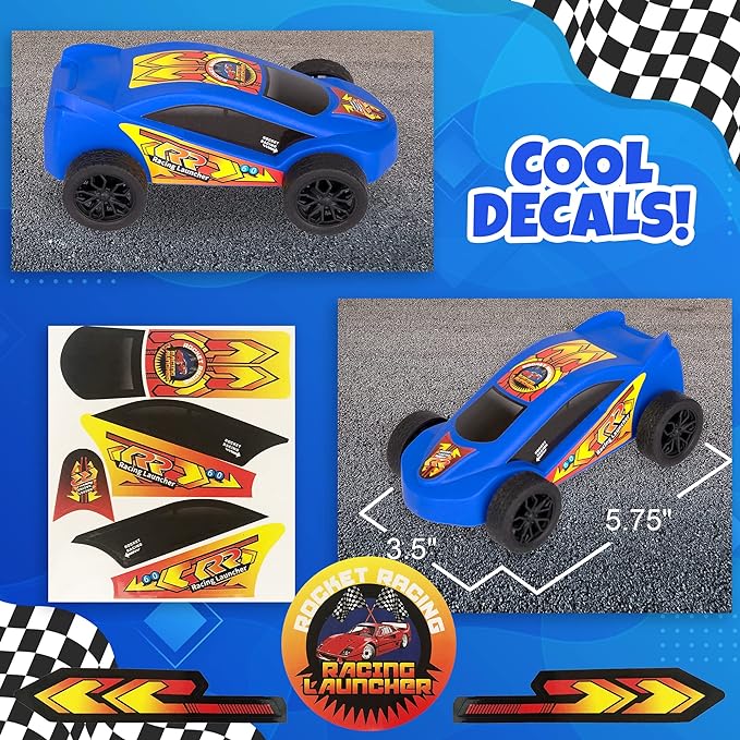 Car Rocket Launcher For Kids Super Catapult Car Racers, Includes 2 Cars, 2 Stomp Launchers, Ramp, finish line, & Decorating Decals, Car Toys for Boys & Girls, Adrenaline-Pumping Outdoor Toys for Kids