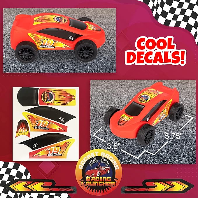 Car Rocket Launcher For Kids Super Catapult Car Racers, Includes 2 Cars, 2 Stomp Launchers, Ramp, finish line, & Decorating Decals, Car Toys for Boys & Girls, Adrenaline-Pumping Outdoor Toys for Kids