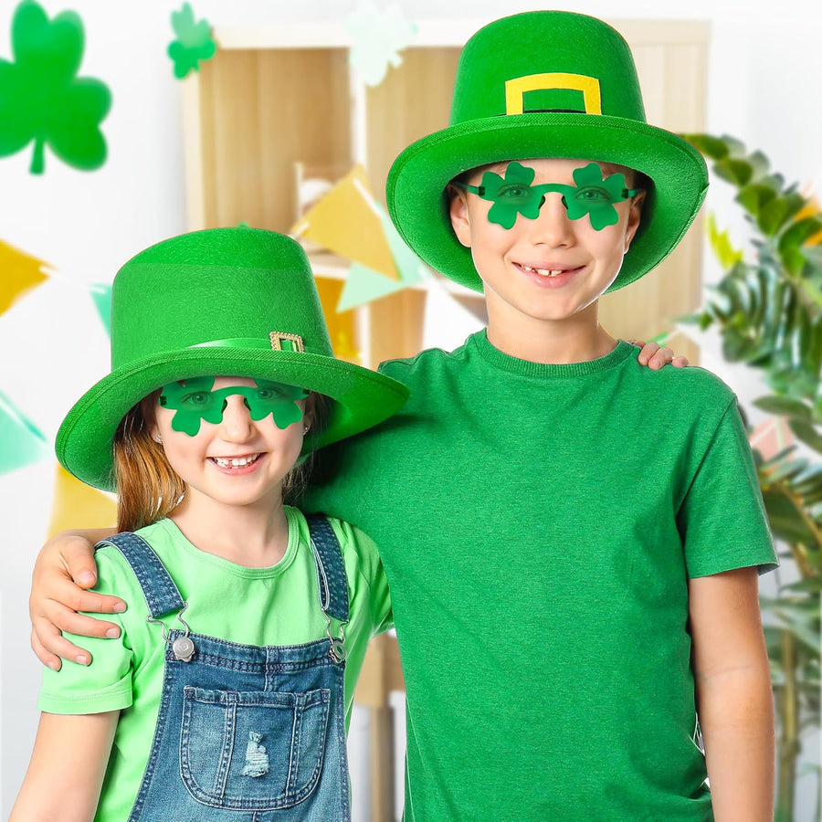 24 PCS St Patrick’s Day Shamrock Glasses - Saint Patricks Day Accessories with UV400 Protection for Irish Costume Party, Photo Props, Parade, Party Favors - Green Clover Sunglasses