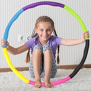ArtCreativity Weighted Hula Hoop for Kids - 2lb Weighted Hoola Hoop Toy for Exercise, 6 Section Detachable Hoola Hoops, Soft Padded & Portable, Kids’ Exercise Equipment & Outdoor Toy for Fun Workouts