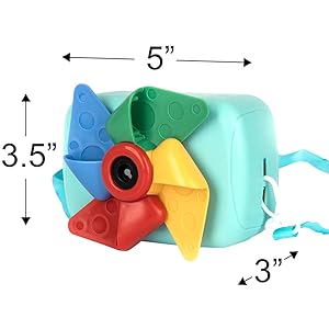 ArtCreativity Camera Bubble Machine for Kids - Camera Shaped Bubble Toy with Neck Strap and Solution - Small Bubble Machine for Kids with Sounds, Music, and Lights for Extra Fun