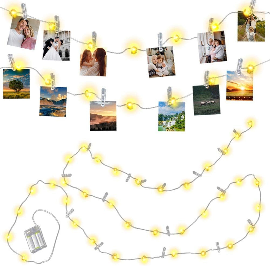 ArtCreativity Photo Clip LED Light String, 48 Inches Long, Decorative Fairy LED Lights for Kids and Adults, Enchanting Wedding, Party, and Bedroom Décor, for Hanging Photos, Artwork, and Memorabilia