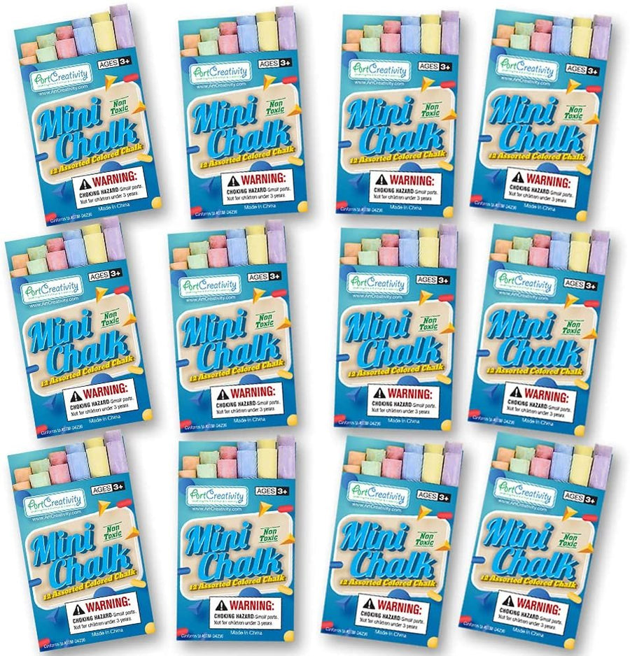 ArtCreativity Mini Chalk Set for Kids, 24 Boxes, Each Box Has 12 Blackboard Chalk Sticks, Non-Toxic Art and Craft Supplies, Birthday Party Favors for Boys and Girls, Goody Bag Fillers, Classroom Gift