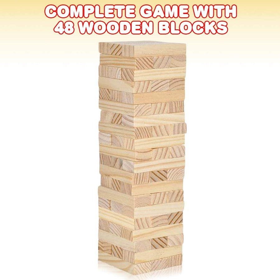 ArtCreativity Mini Wooden Tower Game, Wood Tumbling Blocks Set with 48 Pieces, Fun Indoor Game Night Games for Kids, Adults and House Parties, Development Toys for Children, Great Gift Idea