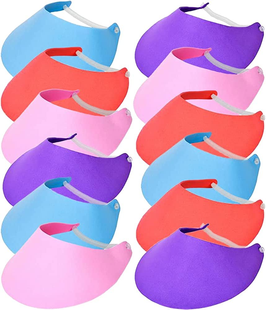 ArtCreativity Assorted Color Foam Visor Set of 12 for Kids Age 3+, 3 Pc of Each Color – Blue, Red, Purple & Pink, Great for Kids’ Fun Arts & Crafts Project, Class Field & Camping Trips, Carnival Prize