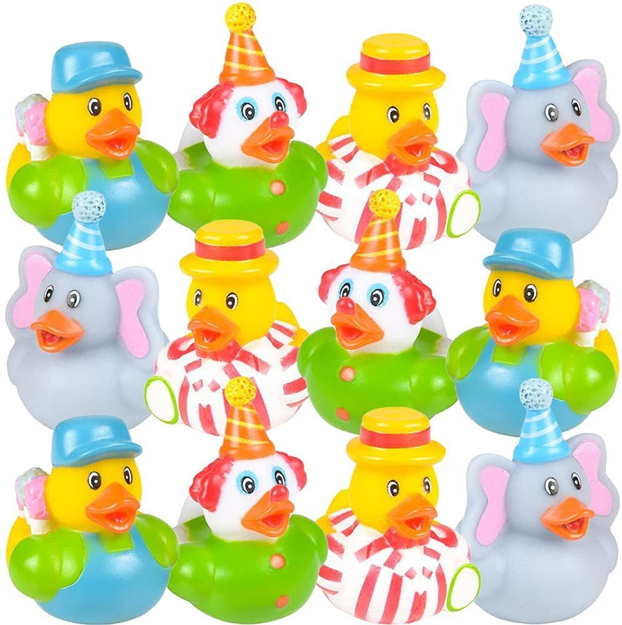 ArtCreativity Carnival Rubber Duckies for Kids, Pack of 12 Cute Duck Bathtub Pool Toys, Fun Carnival Supplies, Birthday Party Favors for Boys and Girls