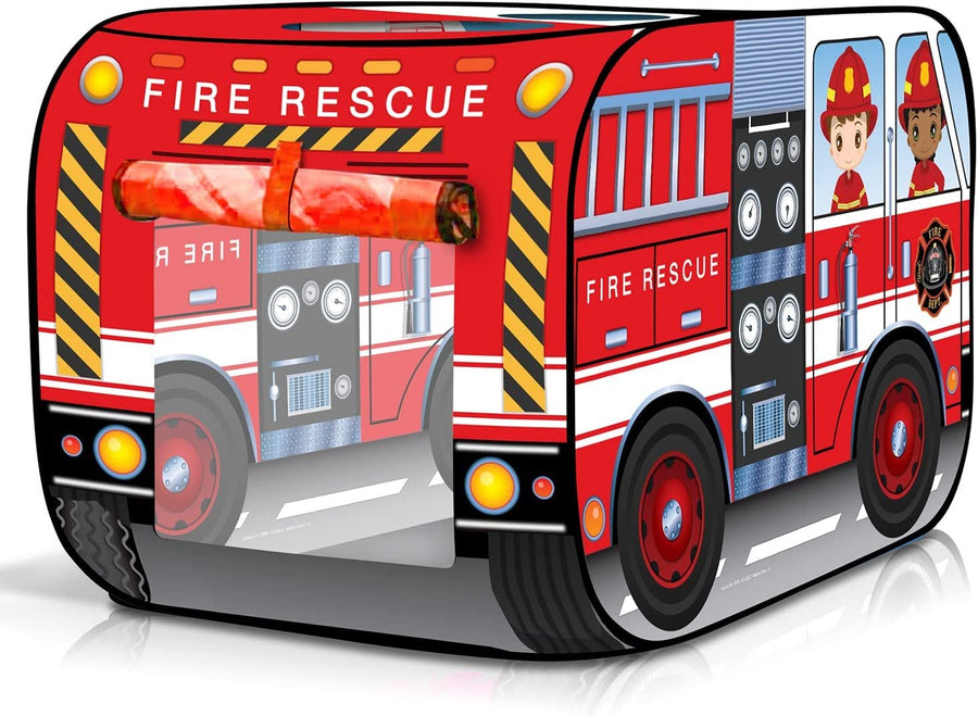 Fire Truck Tent with Carry Bag, Pop Up Indoor Tent for Kids, Fire Engine Indoor Playhouse with 2 Openings, Flat-Folding Kids Play Tent for Compact Storage, 43.5 x 28 x 26.5 Inches