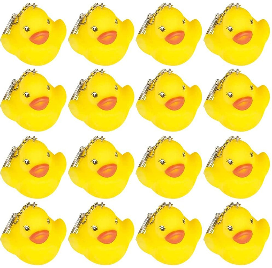 ArtCreativity Ducky Keychains for Kids, Set of 12, Key Chains with Yellow Duck, Accessories for Keys, Backpack, or Pocket Book, Keyholder Birthday Party Favors, Carnival Party Favors for Children