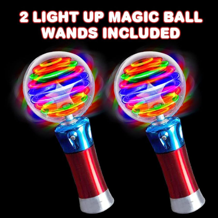 ArtCreativity 7.5 Inch Light Up Magic Ball Toy Wands for Kids, Set of 2, Flashing LED Wands for Boys and Girls, Thrilling Spinning Light Show, Batteries Included, Fun Gift or Birthday Party Favor