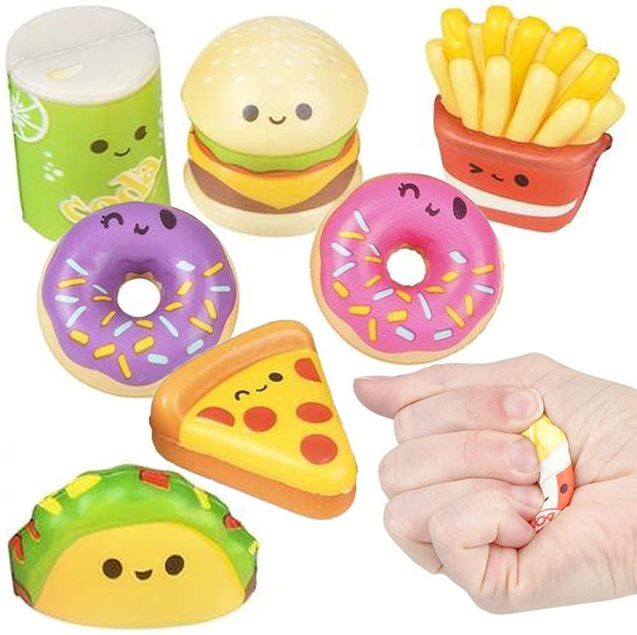 ArtCreativity Mini Squish Fast Food Toys, Set of 8, Slow-Rise Stress Relief Toys for Kids in Assorted Food Designs, Mini Fidget Toys for Sensory Play, Party Favors, Goodie Bag Fillers for Boys & Girls