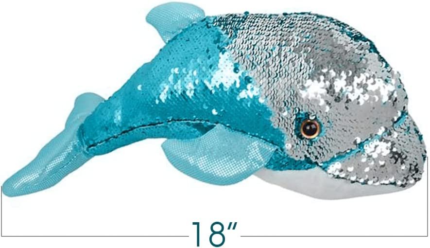 ArtCreativity Flip Sequin Dolphin Plush Toy, 1PC, Soft Stuffed Dolphin with Color Changing Sequins, Cute Home and Nursery Animal Decorations, Calming Fidget Toy for Girls and Boys, 18 Inches