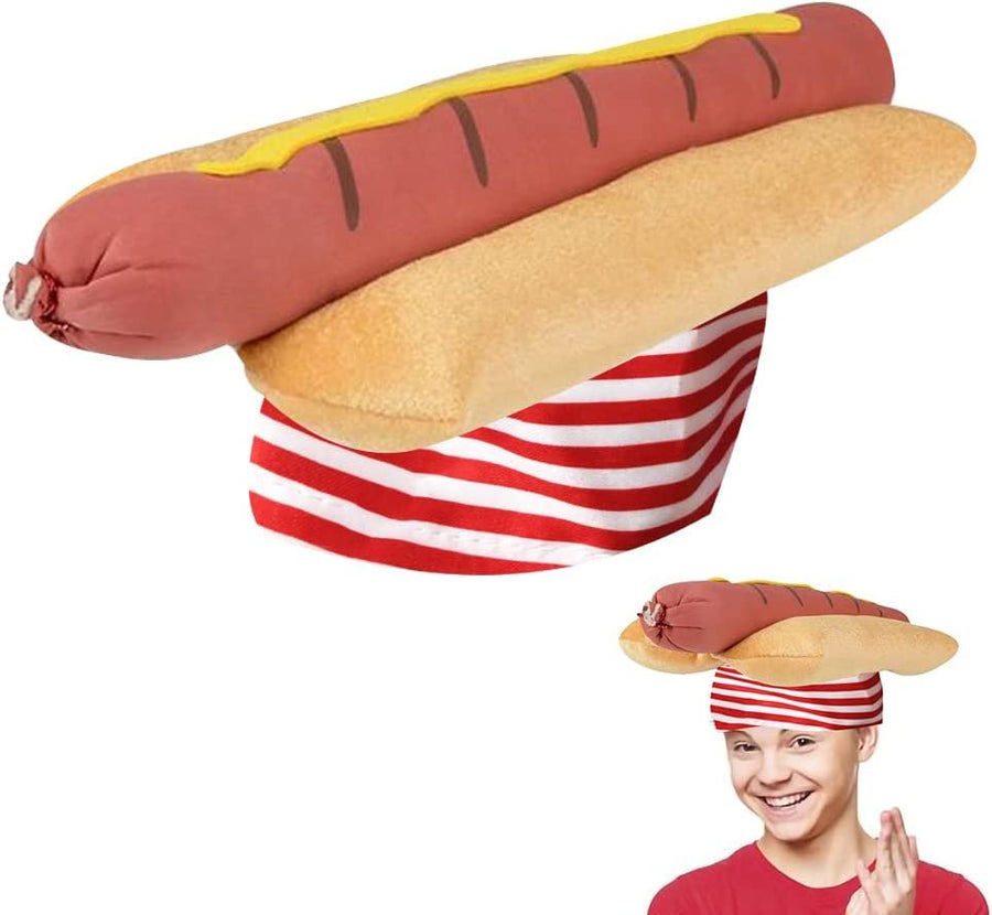 ArtCreativity Funny Hot Dog Hat, 1 PC, Fun Fast Food Hotdog Hat, Soft Plush Costume Accessory Hat, Pizza Party Supplies Decorations, One Size Fits Most, Crazy Silly Hat for Halloween