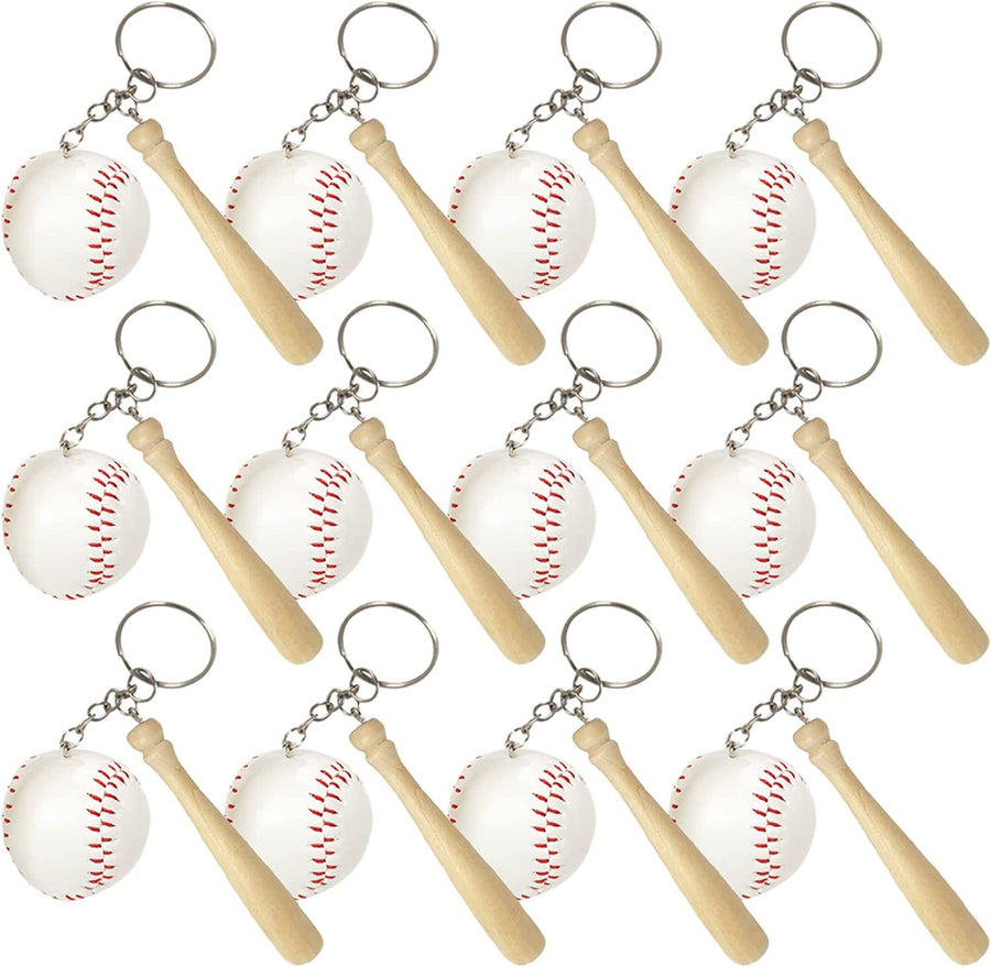 ArtCreativity Wooden Bat with Baseball Keychain, for Kids Age 8+, Set of 12 – Perfect for Team Giveaways, Sports & Souvenir Favors, Victory Parties, Gifts for Athletes, Moms, Dads & Coaches