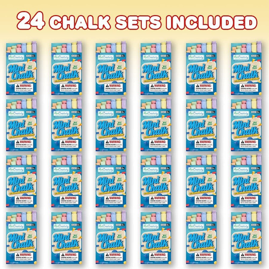 ArtCreativity Mini Chalk Set for Kids, 24 Boxes, Each Box Has 12 Blackboard Chalk Sticks, Non-Toxic Art and Craft Supplies, Birthday Party Favors for Boys and Girls, Goody Bag Fillers, Classroom Gift
